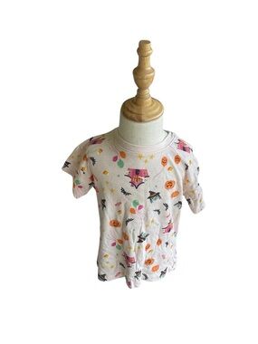 Old Navy Light Pink Halloween Graphic Tee with Pumpkins & Bats
